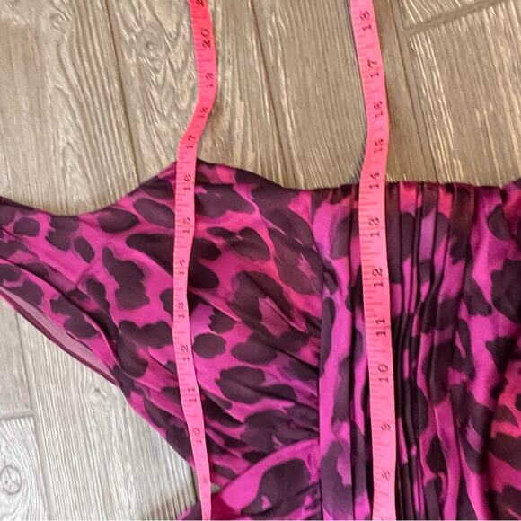 Kay Unger silk pink leopard print ruched dress sz 6 - Picture 4 of 6